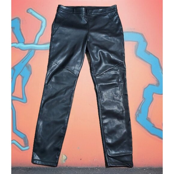 Free People Pull On Flux Leather Black Pants Size 29 Biker Skinny - Picture 1 of 13